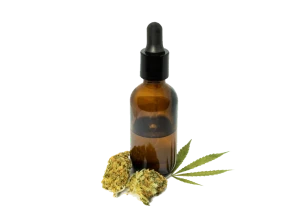 Dropper bottle of cannabis tincture for the tinctures category, focusing on precise THC dosage and consumption.