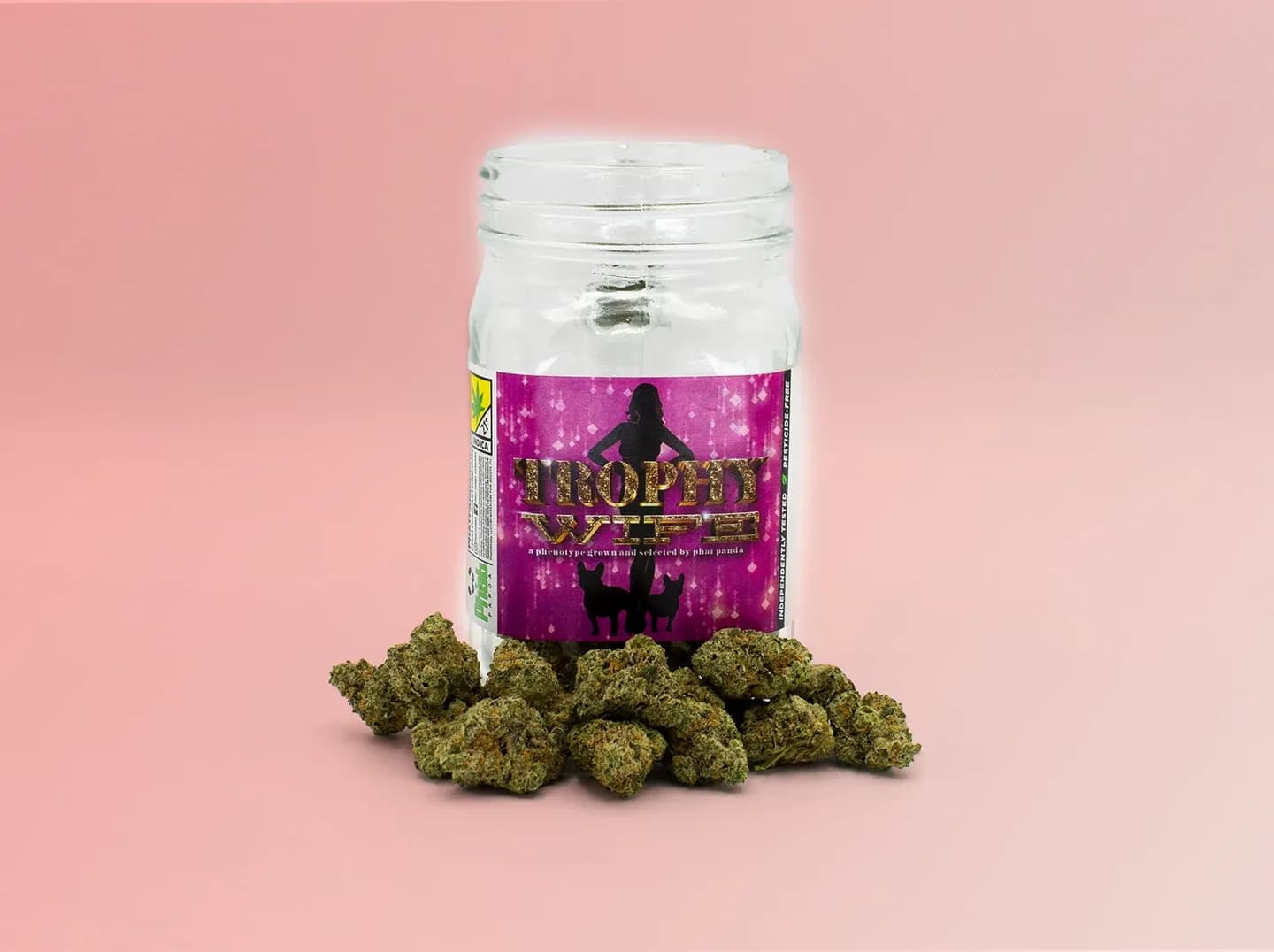 Phat Panda Trophy Wife flower jar with cannabis buds