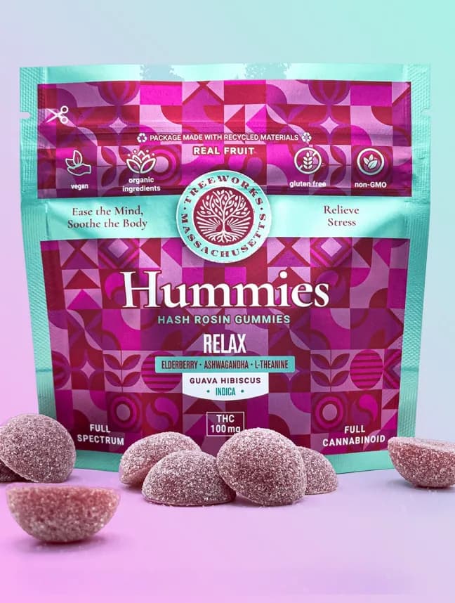 Treeworks Hummies Relax hash rosin gummies pouch with gummies