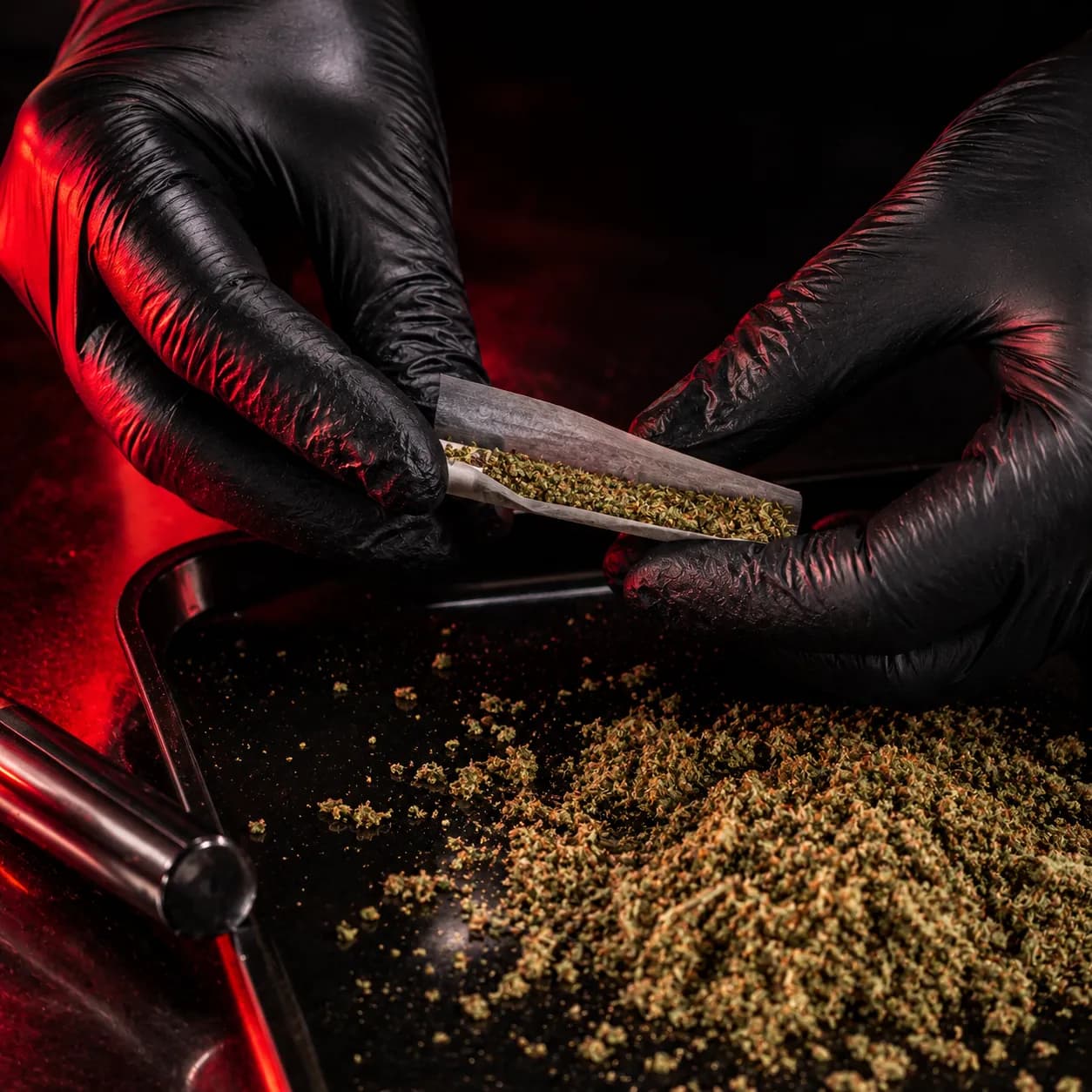 Packaged cannabis pre-rolls on display at the dispensary